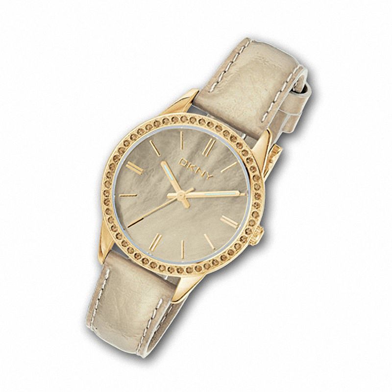 Ladies' DKNY Gold Dial Watch with Gold Leather Strap (Model: NY4759)|Peoples Jewellers