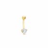 Thumbnail Image 1 of 014 Gauge Heart Curved Barbell with Cubic Zirconia in 14K Gold