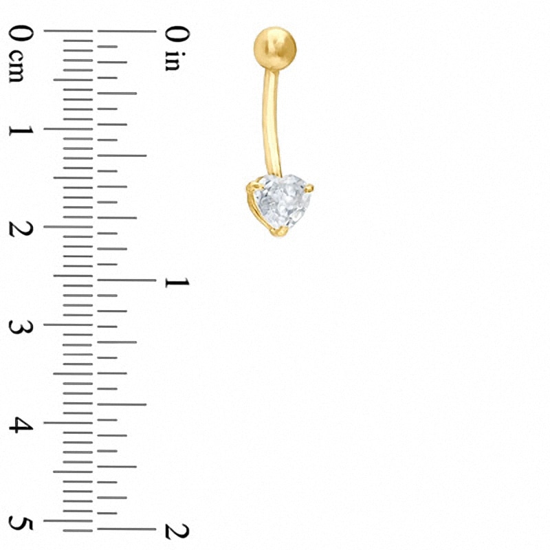 014 Gauge Heart Curved Barbell with Cubic Zirconia in 14K Gold