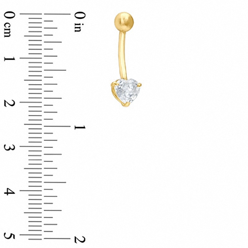 Main Image 2 of 014 Gauge Heart Curved Barbell with Cubic Zirconia in 14K Gold