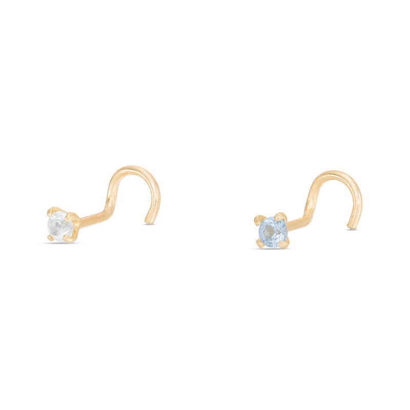 Main Image 1 of Nose Stud Set in 14K Gold with Lab-Created Blue, Pink and White Blue Sapphires