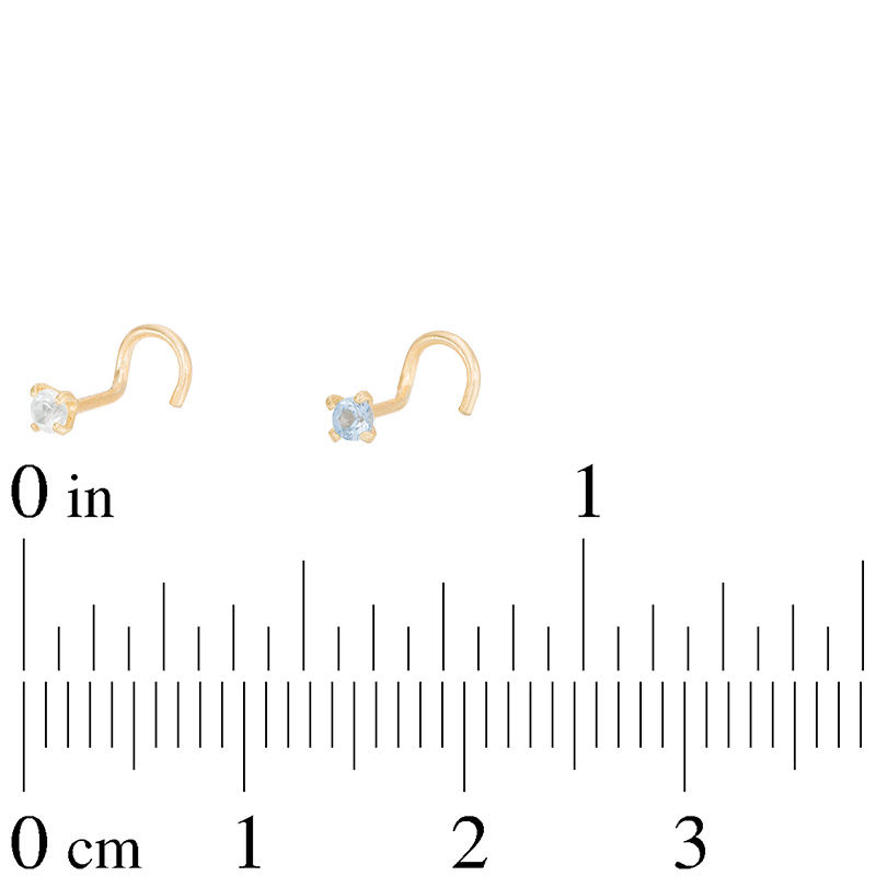 Main Image 2 of Nose Stud Set in 14K Gold with Lab-Created Blue, Pink and White Blue Sapphires