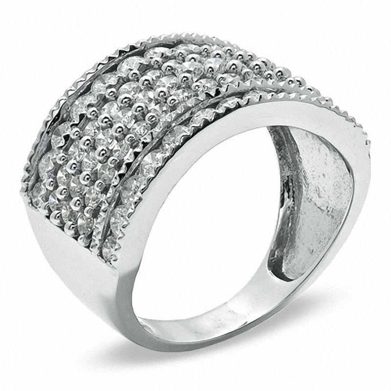 2.00 CT. T.W. Diamond Three Row Anniversary Band in 10K White Gold