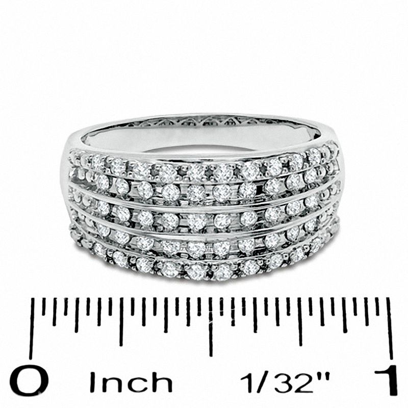 Main Image 3 of 0.50 CT. T.W. Diamond Five Row Anniversary Band in 10K White Gold