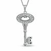 Thumbnail Image 1 of 0.10 CT. T.W. Diamond Oval Key Pendant in Sterling Silver