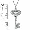 Thumbnail Image 2 of 0.10 CT. T.W. Diamond Oval Key Pendant in Sterling Silver