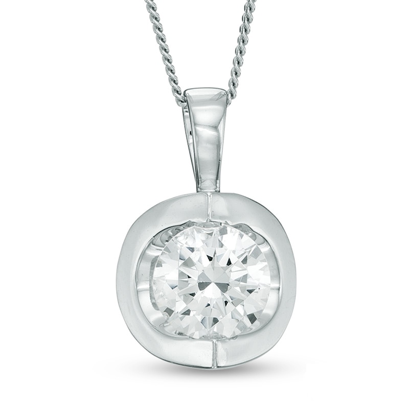 Main Image 1 of 0.50 CT. Canadian Certified Diamond Tension-Set Solitaire Pendant in 14K White Gold (I/I2) - 17"