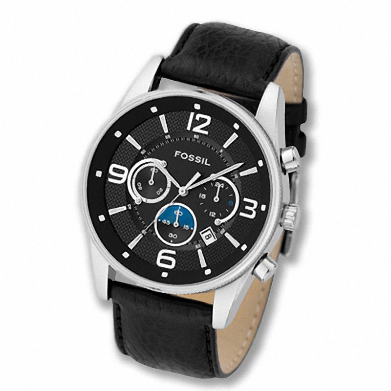Men's Fossil Chronograph Strap Watch with Black Dial (Model: FS4387)|Peoples Jewellers
