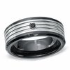 Thumbnail Image 0 of Men's Black Diamond Accent Wedding Band in Ceramic and Tungsten - Size 9
