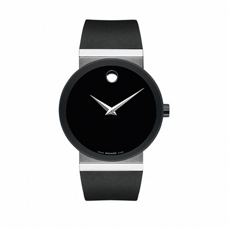 Men s Movado Synergy Strap Watch with Black Museum Dial Model 0606268 Peoples Jewellers