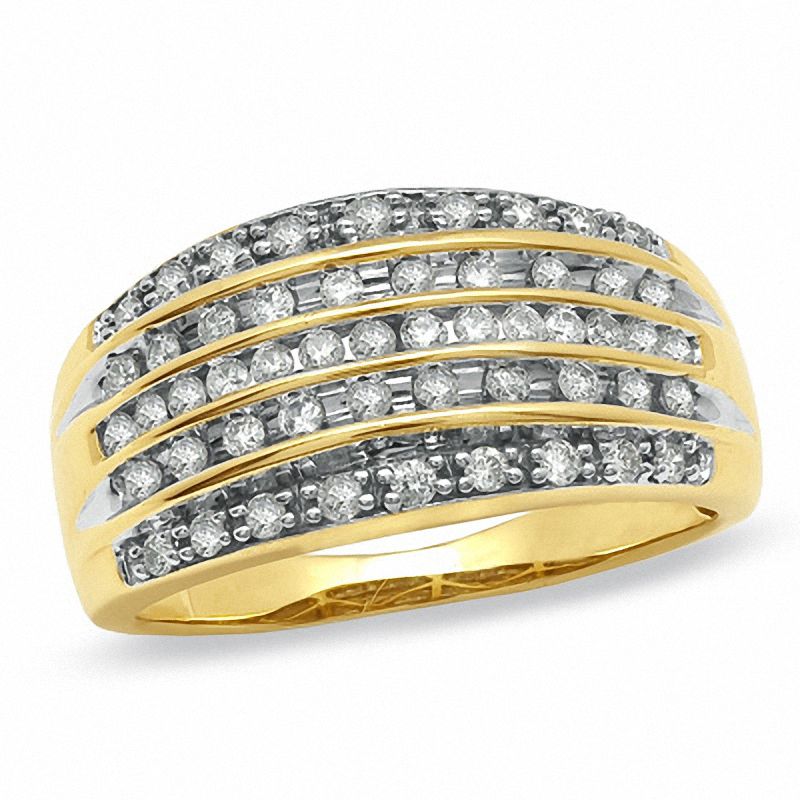 0.50 CT. T.W. Diamond Five Row Anniversary Band in 10K Gold