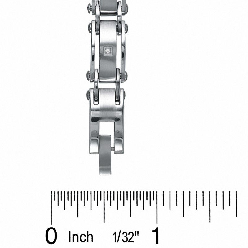 Diamond Accent Stainless Steel Link Bracelet - 8.5"