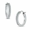 Thumbnail Image 1 of 0.09 CT. T.W. Diamond Classic Hoop Earrings in Sterling Silver