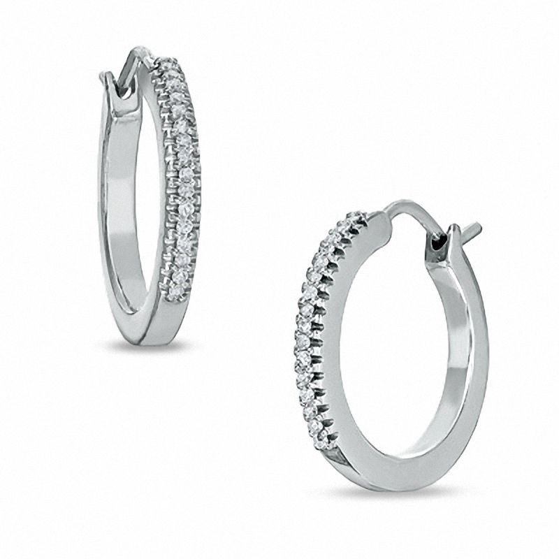 CT. T.W. Diamond Classic Hoop Earrings in Sterling Silver|Peoples Jewellers