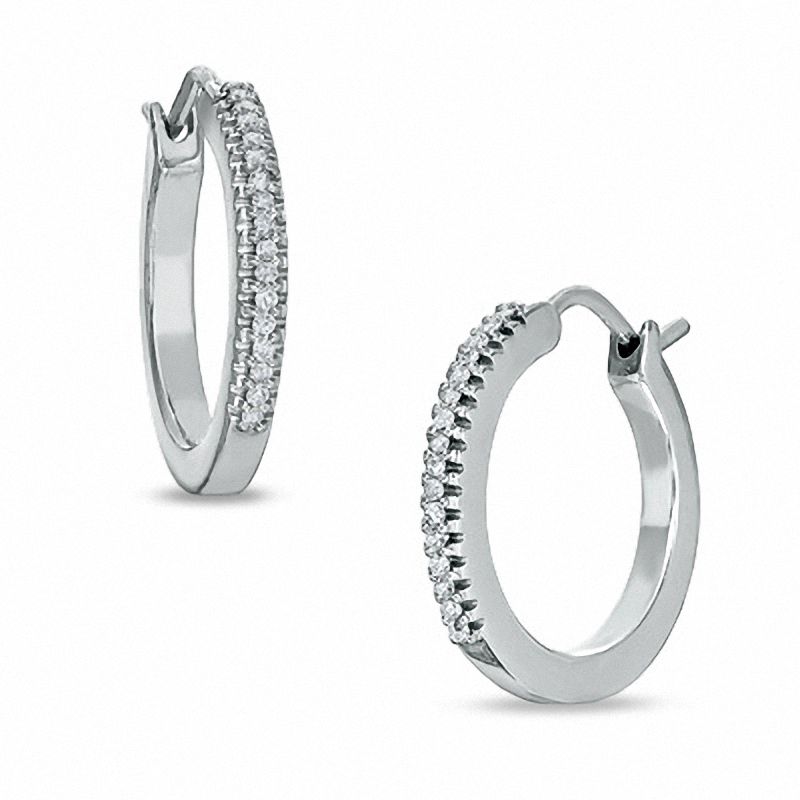 0.09 CT. T.W. Diamond Classic Hoop Earrings in Sterling Silver