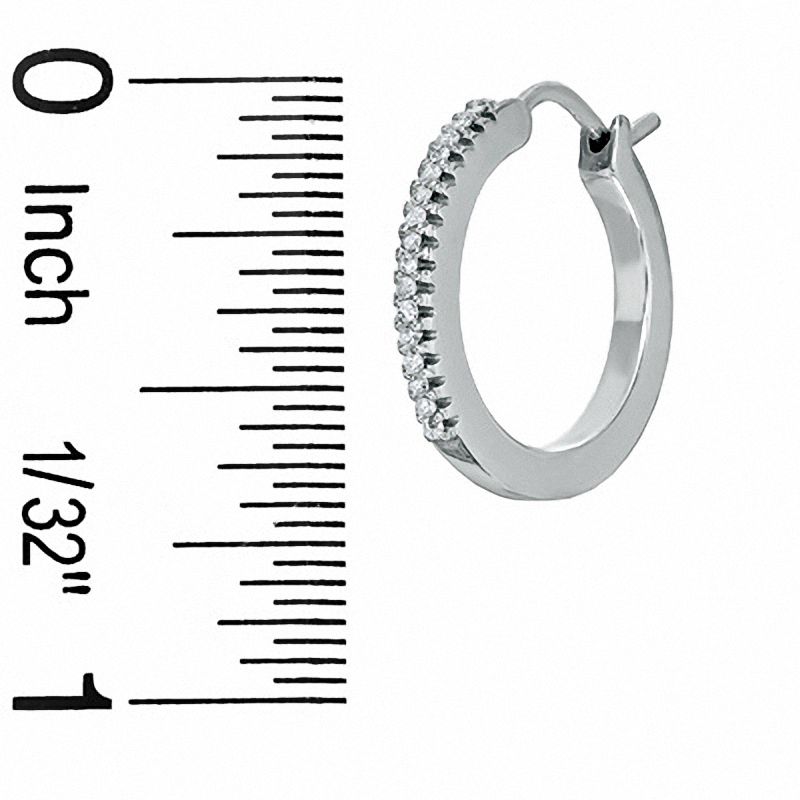 Main Image 2 of 0.09 CT. T.W. Diamond Classic Hoop Earrings in Sterling Silver