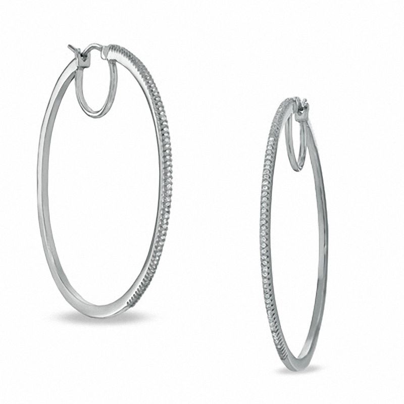 Main Image 1 of 0.38 CT. T.W. Diamond Classic Hoop Earrings in Sterling Silver