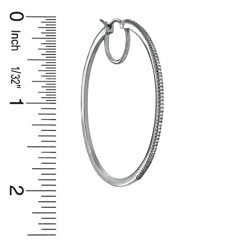 Main Image 2 of 0.38 CT. T.W. Diamond Classic Hoop Earrings in Sterling Silver
