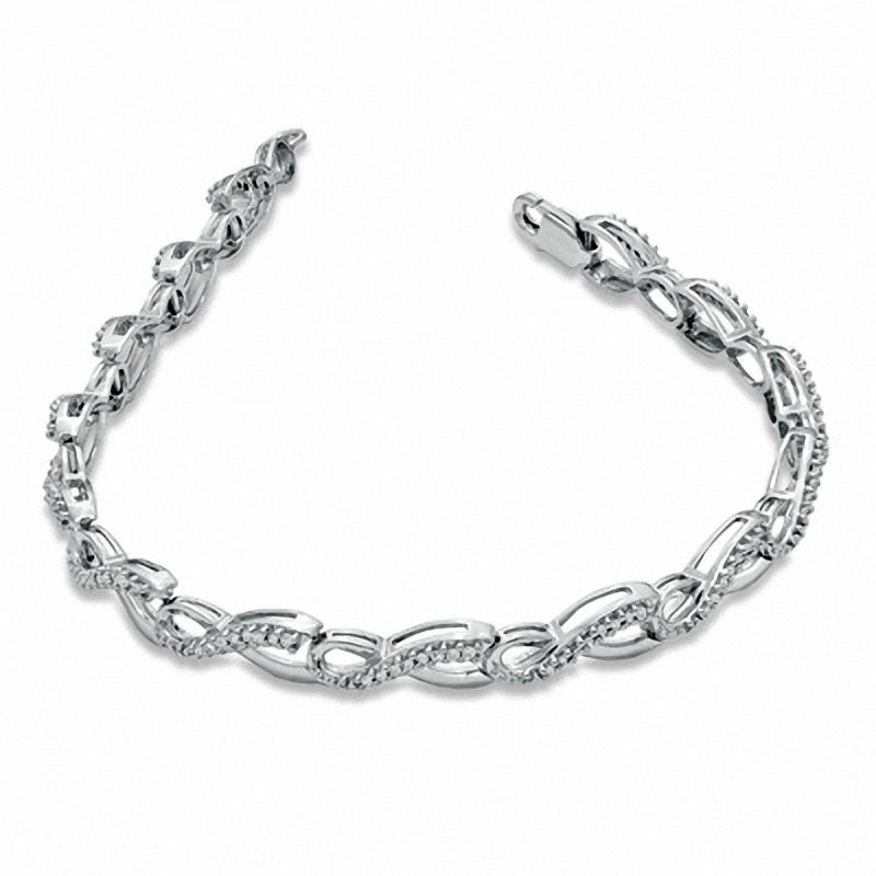 Main Image 2 of 0.50 CT. T.W. Diamond Infinity Loop Bracelet in Sterling Silver