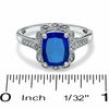 Thumbnail Image 3 of Cushion-Cut Lab-Created Blue Sapphire Vintage-Style Ring in Sterling Silver