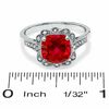 Thumbnail Image 2 of 8.0mm Cushion-Cut Lab-Created Ruby Vintage-Style Ring in Sterling Silver