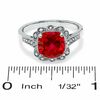 Thumbnail Image 3 of 8.0mm Cushion-Cut Lab-Created Ruby Vintage-Style Ring in Sterling Silver
