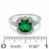 Thumbnail Image 2 of 8.0mm Cushion-Cut Lab-Created Emerald Vintage-Style Ring in Sterling Silver
