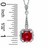 Thumbnail Image 1 of Cushion-Cut Lab-Created Ruby Vintage-Style Pendant and Earrings Set in Sterling Silver