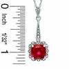 Thumbnail Image 2 of Cushion-Cut Lab-Created Ruby Vintage-Style Pendant and Earrings Set in Sterling Silver