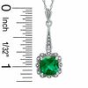 Thumbnail Image 2 of Cushion-Cut Lab-Created Emerald Vintage-Style Pendant and Earrings Set in Sterling Silver