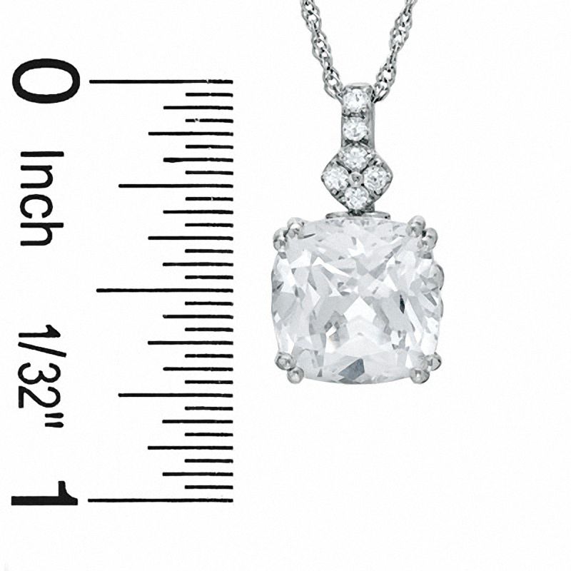 Main Image 2 of Cushion-Cut Lab-Created White Sapphire Pendant, Ring and Earrings Set in Sterling Silver