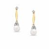 Thumbnail Image 0 of 7.0mm Cultured Freshwater Pearl Stick Earrings in 10K Gold with Diamond Accents