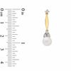 Thumbnail Image 2 of 7.0mm Freshwater Cultured Pearl Stick Earrings in 10K Gold with Diamond Accents