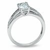 Thumbnail Image 1 of Cushion-Cut Aquamarine and White Sapphire Ring in 10K White Gold