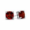 6.0mm Cushion-Cut Garnet Stud Earrings in 10K White Gold