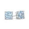 Thumbnail Image 0 of 6.0mm Cushion-Cut Lab-Created Blue Spinel Stud Earrings in 10K White Gold