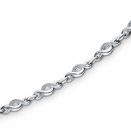 0.085 CT. T.W. Diamond Twist Bracelet in Sterling Silver - 7.25&quot;
