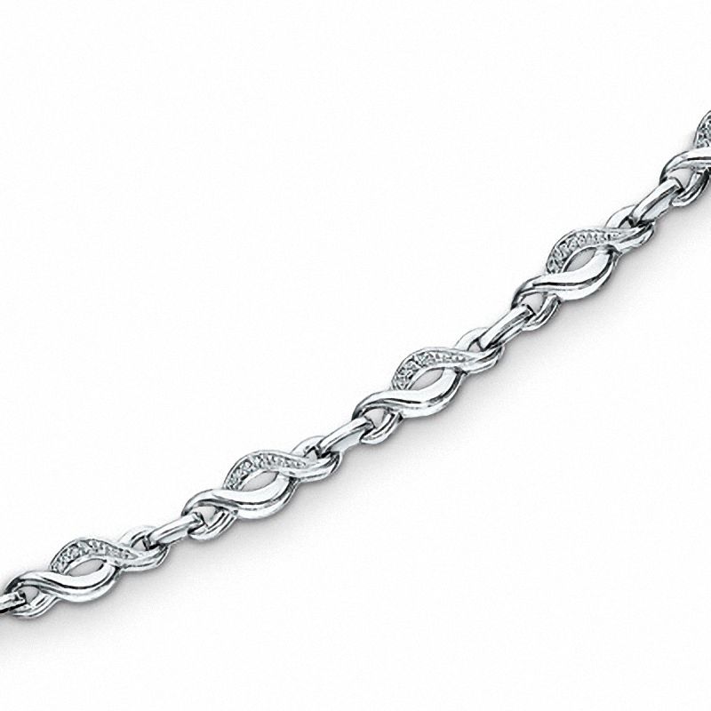 Main Image 1 of 0.085 CT. T.W. Diamond Twist Bracelet in Sterling Silver - 7.25"