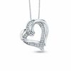 Thumbnail Image 1 of 0.085 CT. T.W. Diamond Overlap Heart Pendant in Sterling Silver