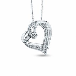 0.085 CT. T.W. Diamond Overlap Heart Pendant in Sterling Silver