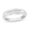 Thumbnail Image 1 of Men's 0.10 CT. T.W. Diamond Wedding Band in 10K White Gold