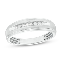 Men's 0.10 CT. T.W. Diamond Wedding Band in 10K White Gold