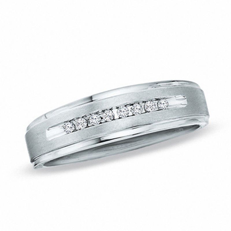 0.10 CT. T.W. Diamond Wedding Band in 10K White Gold