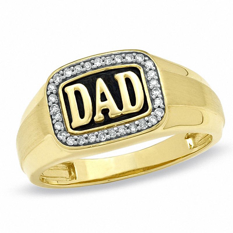 Men's 0.13 CT. T.W. Diamond Dad Ring in 10K Gold