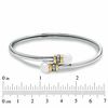 7.0mm Freshwater Cultured Pearl Bypass Bangle in Sterling Silver and 14K Gold with Diamond Accents-7.5"