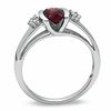 Thumbnail Image 2 of Oval Garnet and White Sapphire Bezel-Set Ring in 10K White Gold