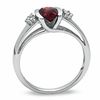 Thumbnail Image 1 of Oval Garnet and White Sapphire Bezel-Set Ring in 10K White Gold