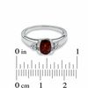 Thumbnail Image 3 of Oval Garnet and White Sapphire Bezel-Set Ring in 10K White Gold