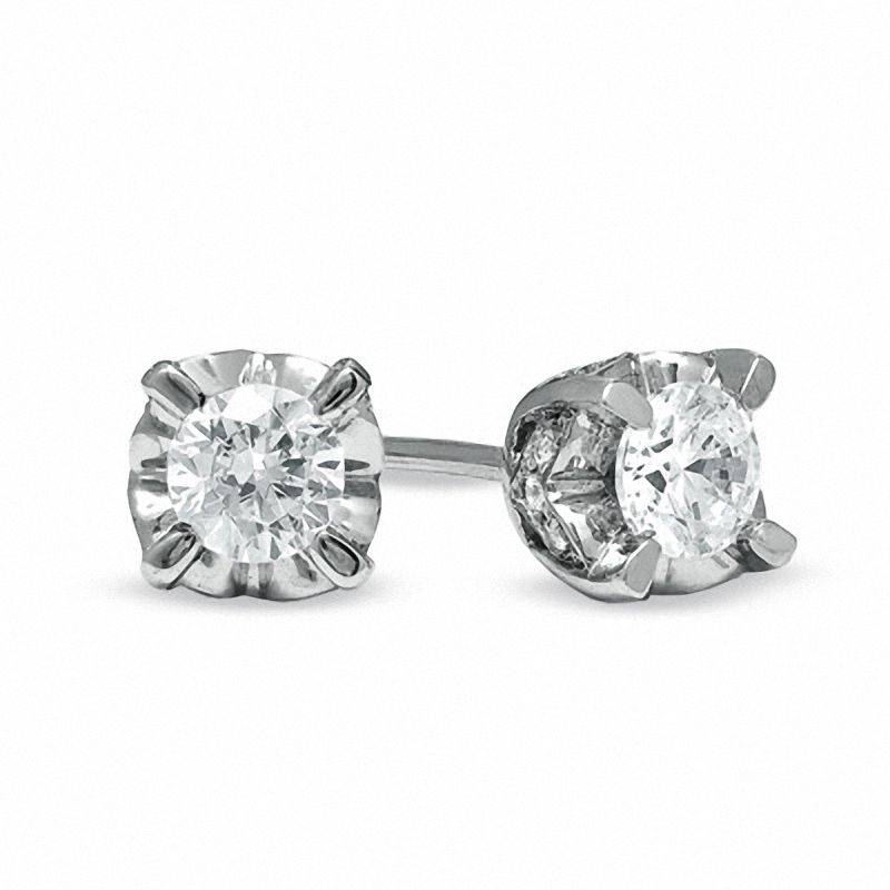 Main Image 1 of 0.50 CT. T.W. Diamond Solitaire Earrings in 14K White Gold