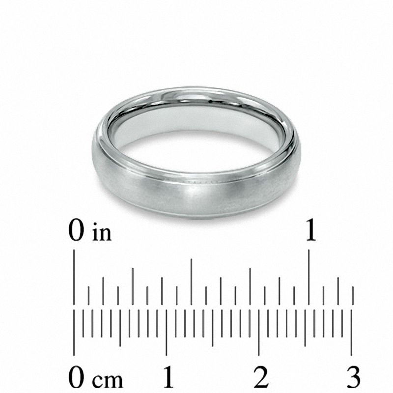 Main Image 3 of Dome Titanium Satin Stripe Wedding Band - Size 9